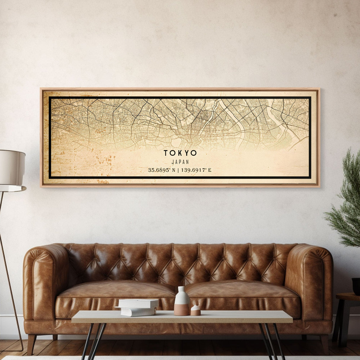 Tokyo Japan Panoramic map print poster or framed canvas, Tokyo map print poster canvas, Japan city map print canvas, Vintage Travel Art