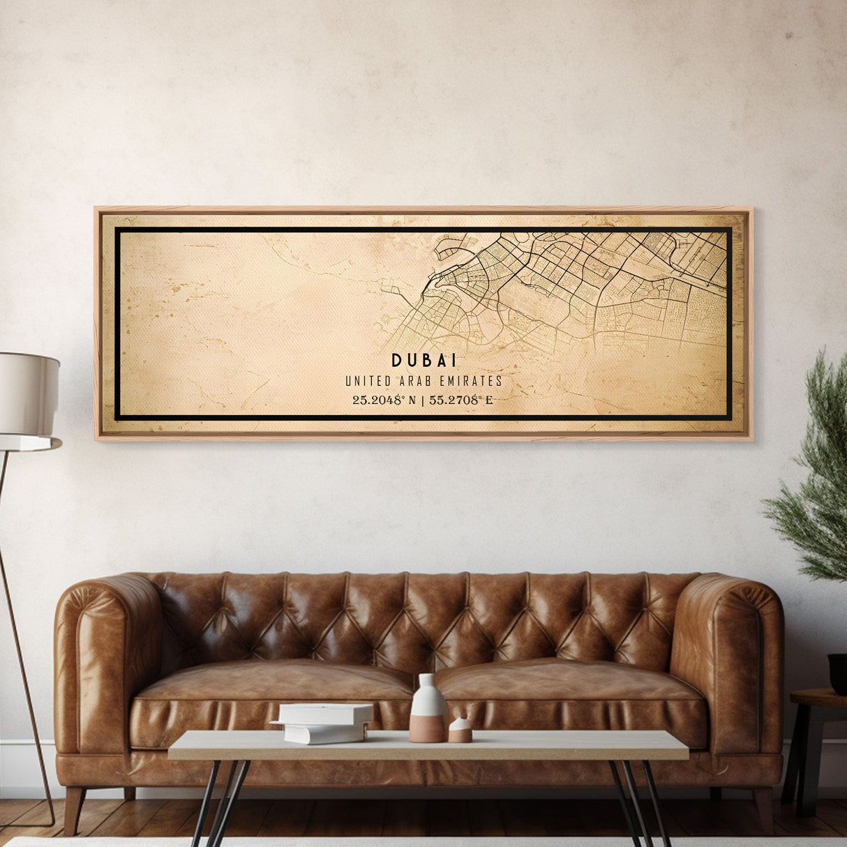 Dubai UAE Panoramic map print poster or framed canvas, Dubai map print poster canvas, Dubai city map print poster canvas, Vintage Travel Art