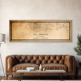 Panoramic Los Angeles Vintage Map Print | Los Angeles Map | California Map Art | City Road Map Poster | Distressed / Retro LA Street Art