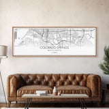 Panoramic Colorado Springs City Map, Colorado Art, Map Print, Minimalist Wall Art, Canvas Art, Housewarming Gift, Street Map, Closing Gift