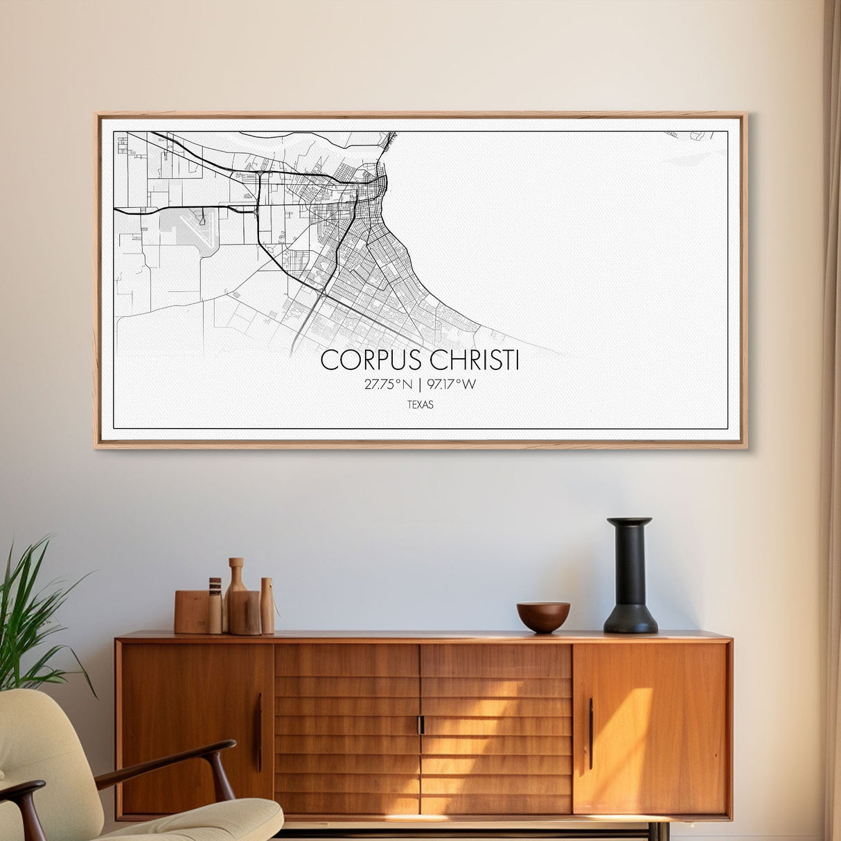 Corpus Christi Street Map, Texas Map, Map Print, Minimalist Art, Wall Art, Canvas Art, Homeschool Gifts, College Dorm Décor, Tiny Home Décor