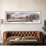 Madison Wisconsin Panoramic Watercolor Cityscape, Framed Canvas Print for Living Room, Office Wall Art, Urban Decor, Travel Poster