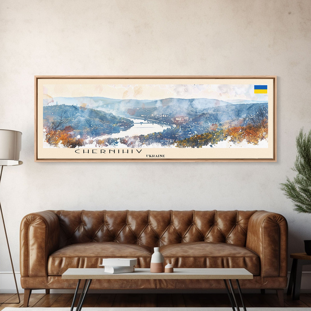 Chernihiv Ukraine Panoramic Travel Poster, Framed Canvas Print or Metal Wall Art, Travel Art, Home Decor, Panoramic Painting, Midcentury Art