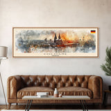 Cologne Germany Panoramic Travel Poster, Framed Canvas Print or Metal Wall Art, Travel Art, Home Decor, Panoramic Painting, Midcentury Art
