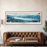 Drammen Norway Travel Print Wall Art, Panoramic City Art, Travel Art, Wall Decor, Vacation Gift, Framed Canvas Print Or Metal Art