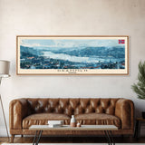 Drammen Norway Travel Print Wall Art, Panoramic City Art, Travel Art, Wall Decor, Vacation Gift, Framed Canvas Print Or Metal Art