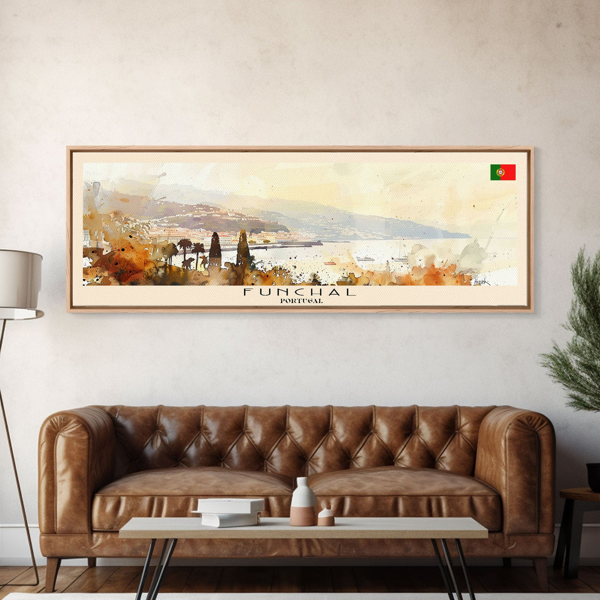 Funchal Portugal Travel Print Wall Art, Panoramic City Art, Travel Art, Wall Decor, Vacation Gift, Framed Canvas Print Or Metal Art
