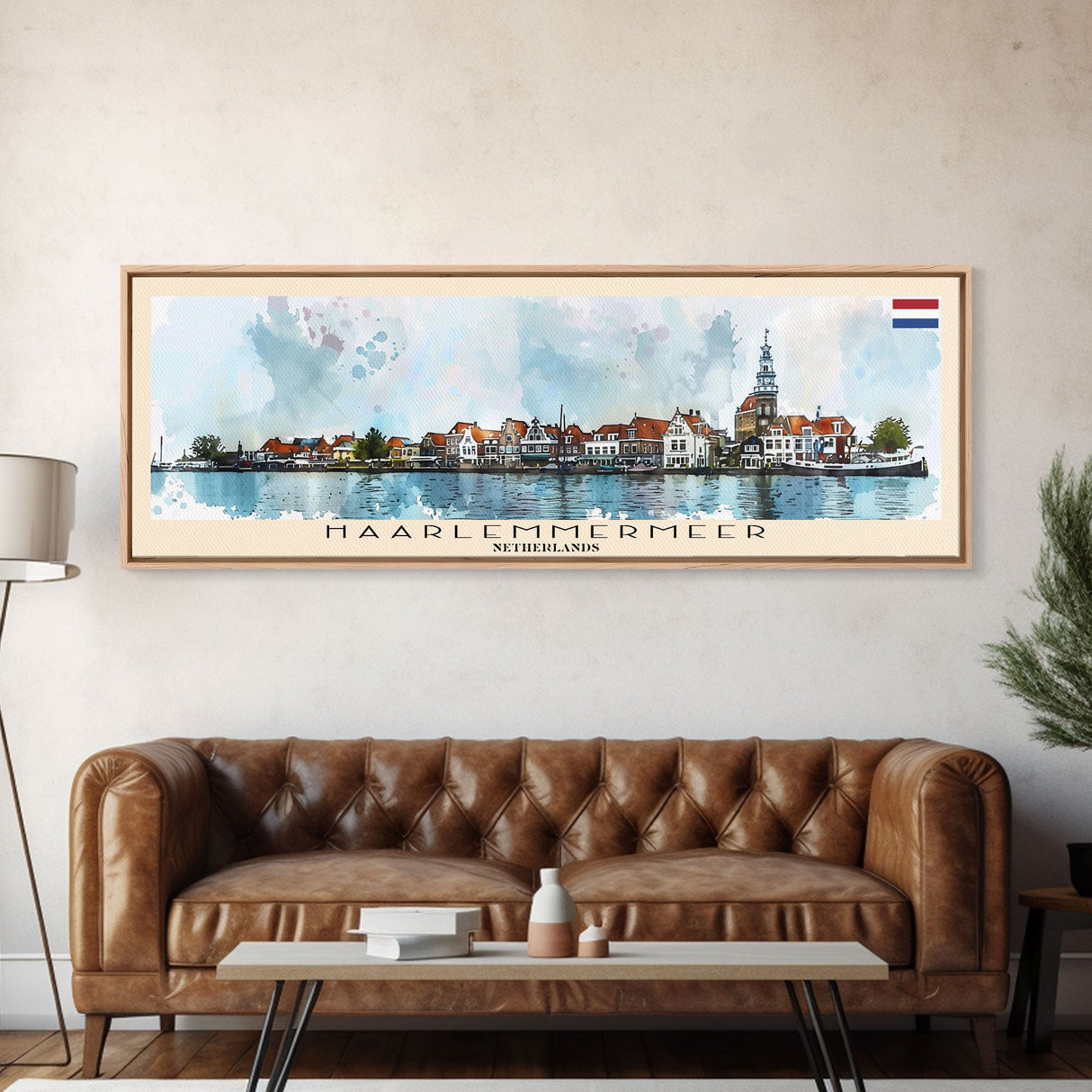 Haarlemmermeer Netherlands Panoramic Travel Poster, Framed Canvas Print or Metal Wall Art, Travel Art, Home Decor, Panoramic Painting, Midcentury Art