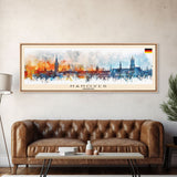 Hanover Germany Panoramic Travel Poster, Framed Canvas Print or Metal Wall Art, Travel Art, Home Decor, Panoramic Painting, Midcentury Art
