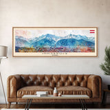 Innsbruck Austria Panoramic Travel Poster, Framed Canvas Print or Metal Wall Art, Travel Art, Home Decor, Panoramic Painting, Midcentury Art