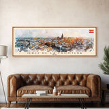 Jerez De La Frontera Spain Panoramic Travel Poster, Framed Canvas Print or Metal Wall Art, Travel Art, Home Decor, Panoramic Painting, Midcentury Art