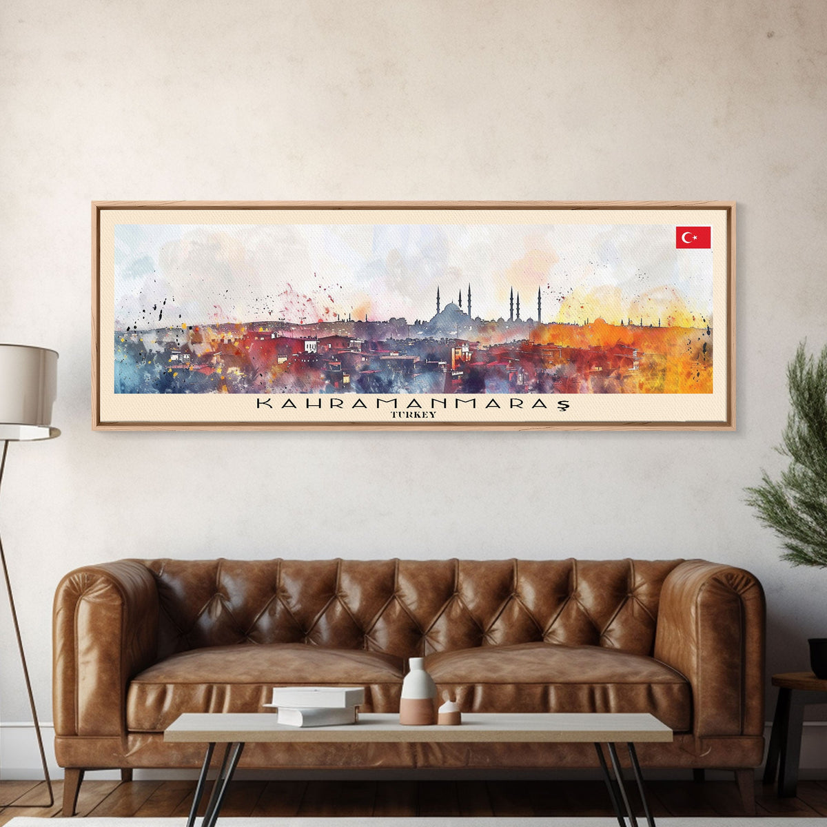 Kahramanmaras Turkey Panoramic Travel Poster, Framed Canvas Print or Metal Wall Art, Travel Art, Home Decor, Panoramic Painting, Midcentury Art