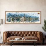 Klagenfurt Austria Panoramic Travel Poster, Framed Canvas Print or Metal Wall Art, Travel Art, Home Decor, Panoramic Painting, Midcentury Art
