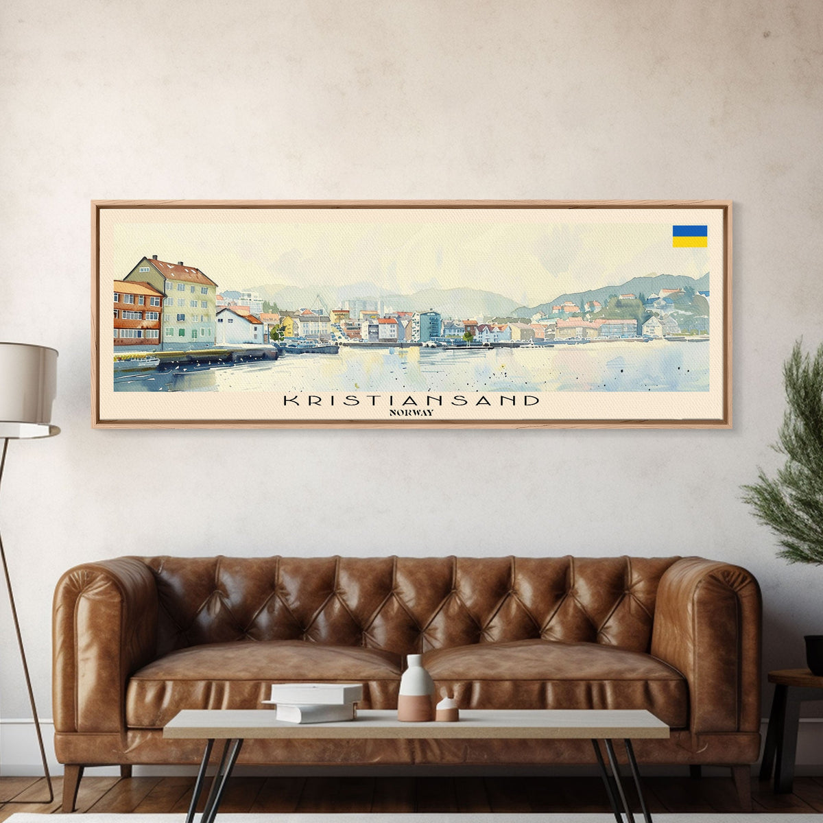 Kristiansand Norway Wall Art, Panoramic Travel Poster, Panoramic Framed Canvas Print, City Wall Art, Wall Hanging Home Decor, Travel Art