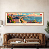 Burgas Bulgaria Panoramic Travel Poster, Framed Canvas Print or Metal Wall Art, Travel Art, Home Decor, Panoramic Painting, Midcentury Art