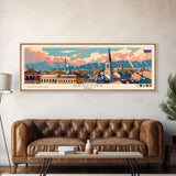 Grozny Russia Panoramic Travel Poster, Framed Canvas Print or Metal Wall Art, Travel Art, Home Decor, Panoramic Painting, Midcentury Art