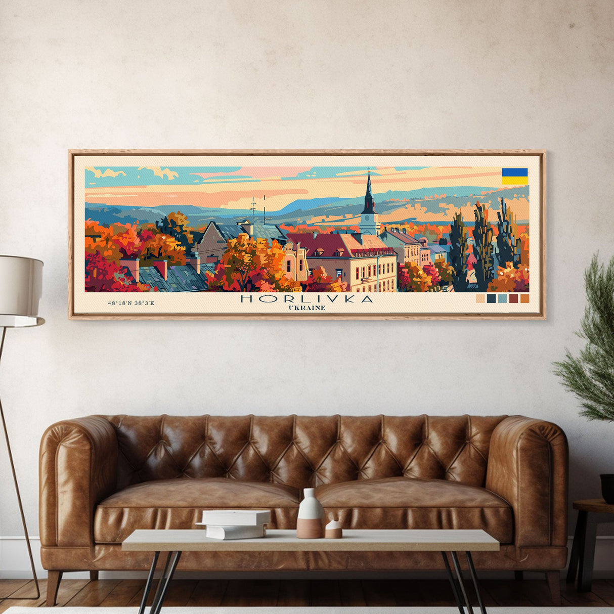 Horlivka Ukraine Wall Art, Panoramic Travel Poster, Panoramic Framed Canvas Print, City Wall Art, Wall Hanging Home Decor, Travel Art