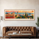 Jerez D eLa Frontera Spain Panoramic Travel Poster, Framed Canvas Print or Metal Wall Art, Travel Art, Home Decor, Panoramic Painting, Midcentury Art