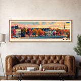Kaluga Russia Panoramic Travel Poster, Framed Canvas Print or Metal Wall Art, Travel Art, Home Decor, Panoramic Painting, Midcentury Art