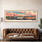 Kazan Russia Panoramic Travel Poster, Framed Canvas Print or Metal Wall Art, Travel Art, Home Decor, Panoramic Painting, Midcentury Art