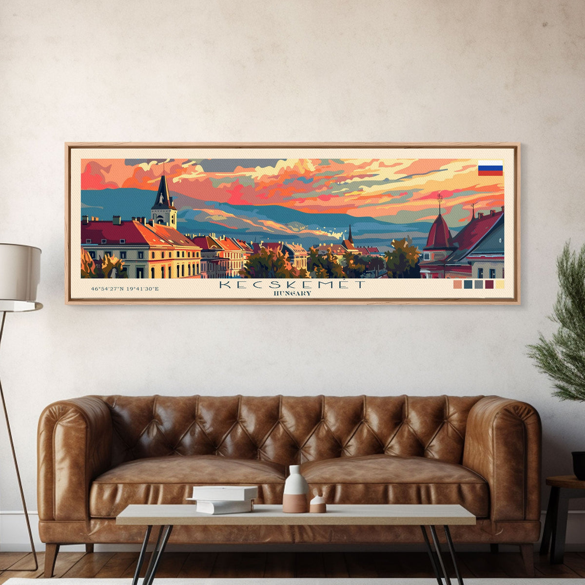 Kecskemet Hungary Wall Art, Panoramic Travel Poster, Panoramic Framed Canvas Print, City Wall Art, Wall Hanging Home Decor, Travel Art