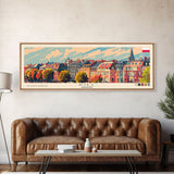Kiel Germany Panoramic Travel Poster, Framed Canvas Print or Metal Wall Art, Travel Art, Home Decor, Panoramic Painting, Midcentury Art