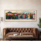 Lahti Finland Panoramic Travel Poster, Framed Canvas Print or Metal Wall Art, Travel Art, Home Decor, Panoramic Painting, Midcentury Art