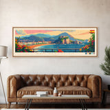 San Sebastian Spain Panoramic Travel Poster, Framed Canvas Print or Metal Wall Art, Travel Art, Home Decor, Panoramic Painting, Midcentury Art
