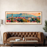 Terrassa Spain Wall Art, Panoramic Travel Poster, Panoramic Framed Canvas Print, City Wall Art, Wall Hanging Home Decor, Travel Art