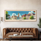 Augsburg Germany Panoramic Travel Poster, Framed Canvas Print or Metal Wall Art, Travel Art, Home Decor, Panoramic Painting, Midcentury Art
