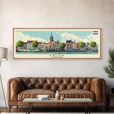 Breda Netherlands Panoramic Travel Poster, Framed Canvas Print or Metal Wall Art, Travel Art, Home Decor, Panoramic Painting, Midcentury Art