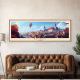 Bytom Poland Panoramic Travel Poster, Framed Canvas Print or Metal Wall Art, Travel Art, Home Decor, Panoramic Painting, Midcentury Art