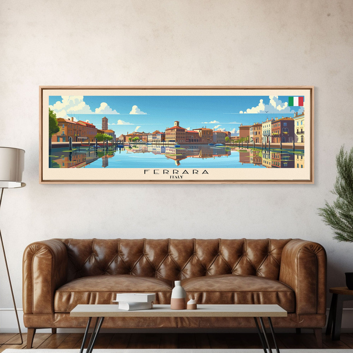 Ferrara Italy Travel Art, City Art, Framed Canvas Print or Metal Wall Art, Europe Travel Poster, Panoramic Wall Art, Extra Wide Wall Art