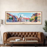 Gliwice Poland Panoramic Travel Poster, Framed Canvas Print or Metal Wall Art, Travel Art, Home Decor, Panoramic Painting, Midcentury Art