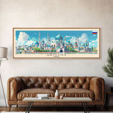 Grozny Russia Panoramic Travel Poster, Framed Canvas Print or Metal Wall Art, Travel Art, Home Decor, Panoramic Painting, Midcentury Art