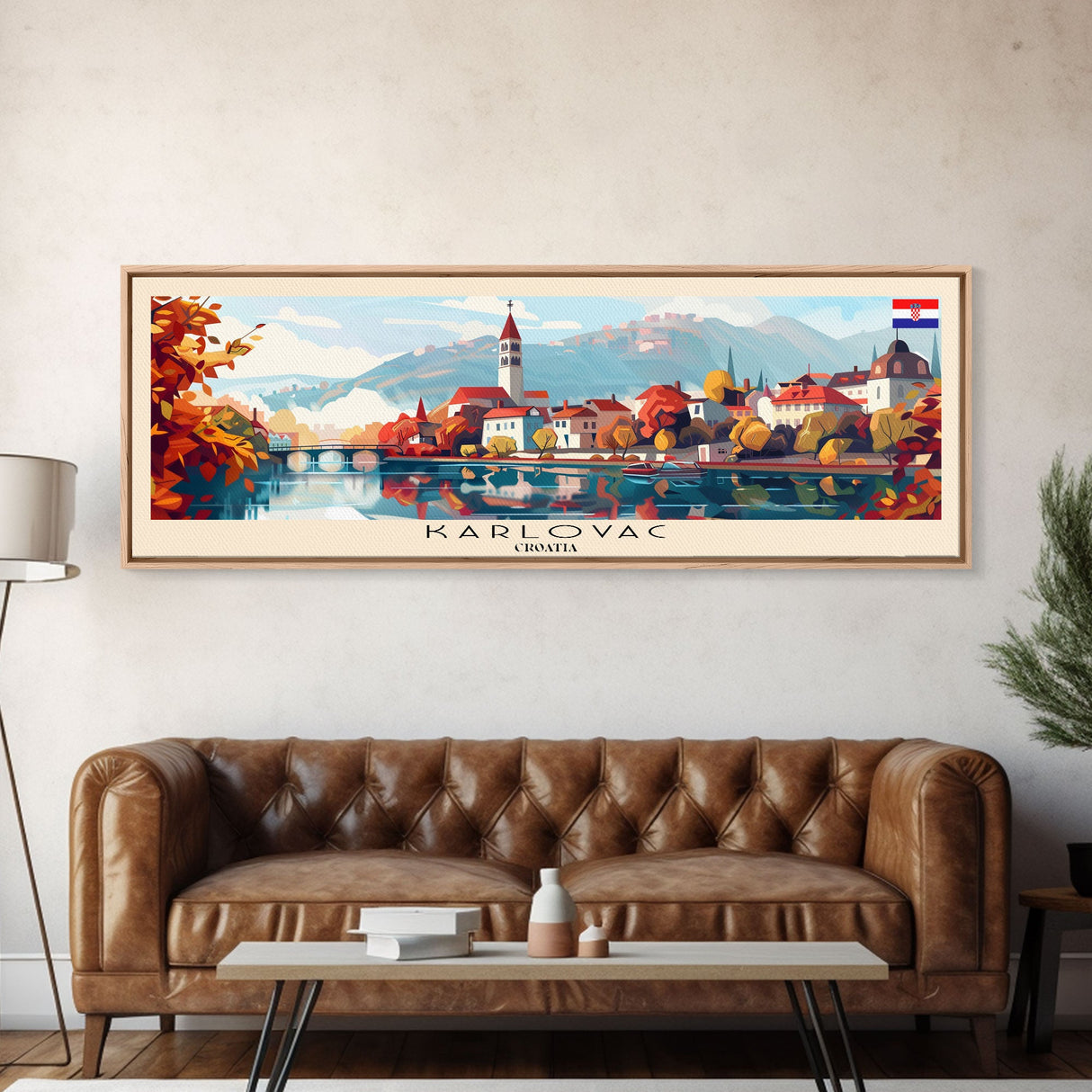 Karlovac Croatia Travel Art, City Art, Framed Canvas Print or Metal Wall Art, Europe Travel Poster, Panoramic Wall Art, Extra Wide Wall Art