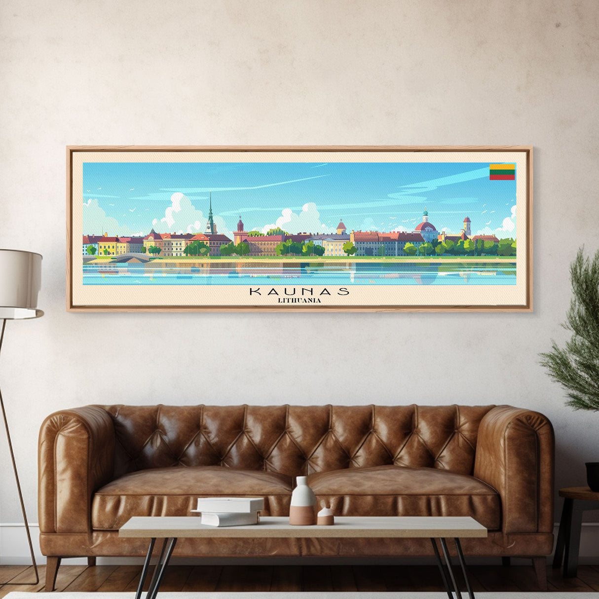 Kaunas Lithuania Travel Print Wall Art, Panoramic City Art, Travel Art, Wall Decor, Vacation Gift, Framed Canvas Print Or Metal Art