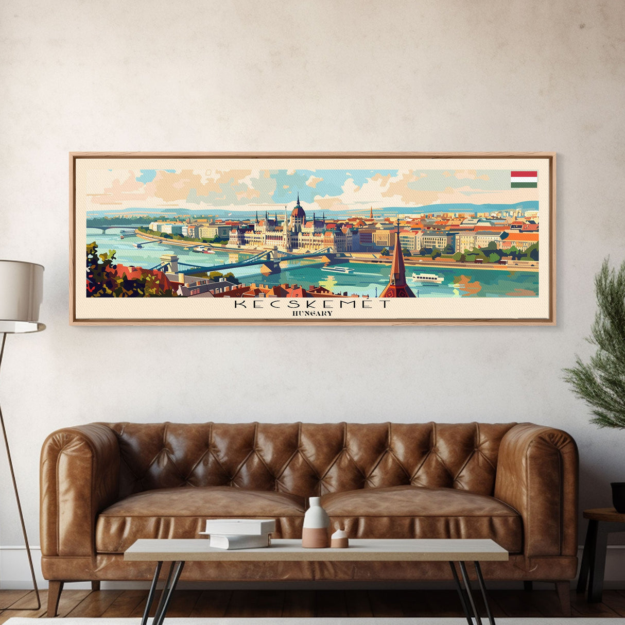 Kecskemet Hungary Wall Art, Panoramic Travel Poster, Panoramic Framed Canvas Print, City Wall Art, Wall Hanging Home Decor, Travel Art