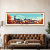 Kiel Germany Panoramic Travel Poster, Framed Canvas Print or Metal Wall Art, Travel Art, Home Decor, Panoramic Painting, Midcentury Art