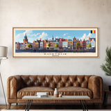 Kortrijk Belgium Travel Print Wall Art, Panoramic City Art, Travel Art, Wall Decor, Vacation Gift, Framed Canvas Print Or Metal Art
