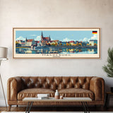 Magdeburg Germany Wall Art, Panoramic Travel Poster, Panoramic Framed Canvas Print, City Wall Art, Wall Hanging Home Decor, Travel Art