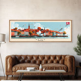 Vejle Denmark Travel Art, City Art, Framed Canvas Print or Metal Wall Art, Europe Travel Poster, Panoramic Wall Art, Extra Wide Wall Art
