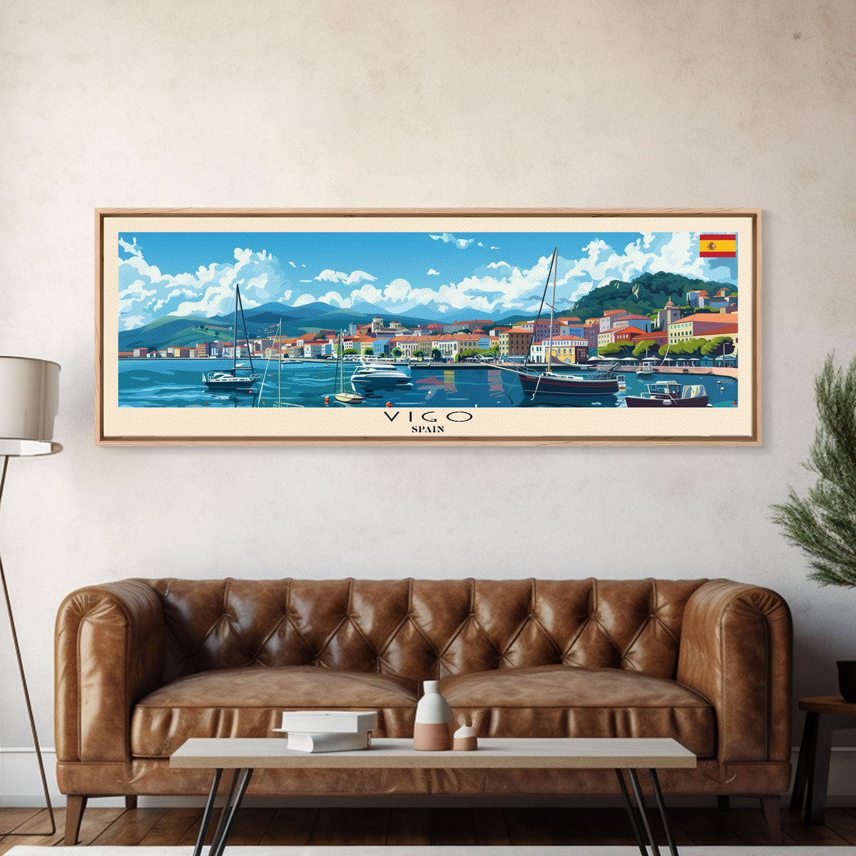 Vigo Spain Wall Art, Panoramic Travel Poster, Panoramic Framed Canvas Print, City Wall Art, Wall Hanging Home Decor, Travel Art