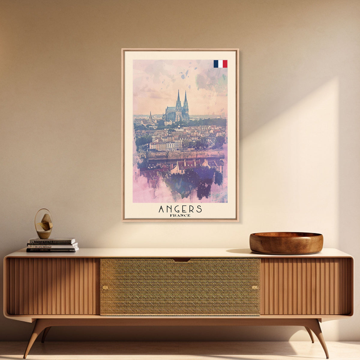 Enchanting Angers Cathedral View, Framed Canvas Print, Ideal for Bedroom Art, Travel Poster, Home Decoration, Boho Wall Art