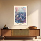 Belgrade Serbia Travel Poster Framed Canvas Print, Wall Art, Living Room Art, Watercolor Painting, Original Art, Vacation Gift
