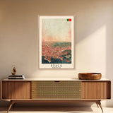 Braga Portugal Travel Poster Framed Canvas Print, Wall Art, Home Decor, Travel Print, Sunset Scene, Boho Art, Original Art