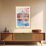 Bratislava Slovakia Travel Poster Framed Canvas Print, Wall Art, Home Decor, Watercolor Painting, Travel Print, Boho Style Art