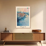 Brescia Italy Travel Poster Framed Canvas Print, Cityscape Art, Wall Decor, Travel Print, Watercolor Painting, Boho Style Art