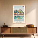 Bristol United Kingdom Travel Poster Framed Canvas Print, Cityscape Art, Wall Decor, Travel Print, Watercolor Painting, Boho Style Art