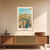 Burgos Spain Travel Poster Framed Canvas Print, Watercolor Cityscape, Wall Art, Home Decor, Living Room Art, Travel Print, Boho Style, Art Piece